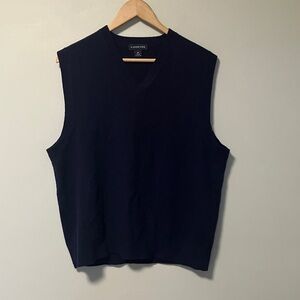 Lands' End Navy V-Neck 100% Cashmere Pullover Vest